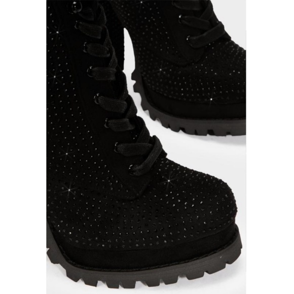𝙇𝙖𝙨𝙩 𝙎𝙞𝙯𝙚 10 💎Rhinestone Embellished Boot - BLACK Boot - Picture 4 of 9
